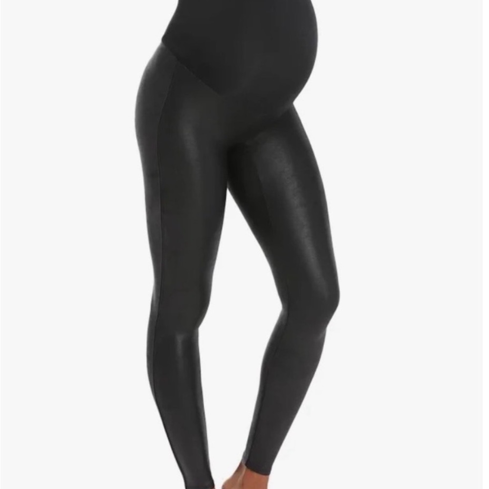 SPANX Maternity Shiny Black Leggings medium